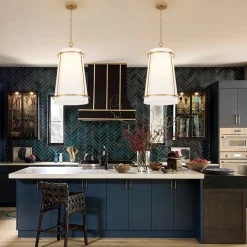 Modern Mid-Century Fabric Tall Cone Cage Pendant Light
