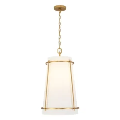 Modern Mid-Century Fabric Tall Cone Cage Pendant Light