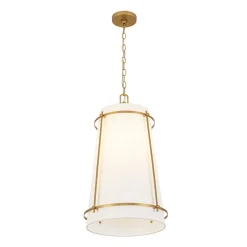Modern Mid-Century Fabric Tall Cone Cage Pendant Light