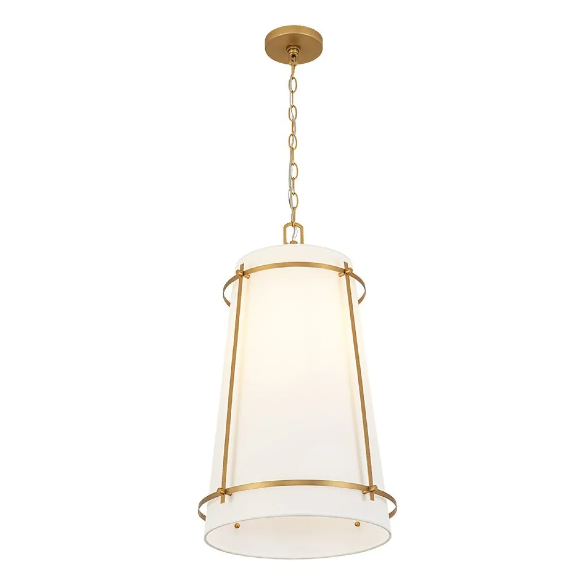 Modern Mid-Century Fabric Tall Cone Cage Pendant Light