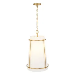 Modern Mid-Century Fabric Tall Cone Cage Pendant Light