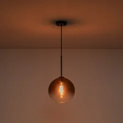 Modern Minimalist 1-light Smoked Grey Tinted Glass Globe Pendant