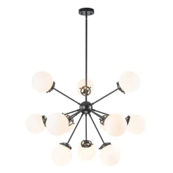 Modern Opal Glass Globe 12-light Sphere Sputnik Chandelier