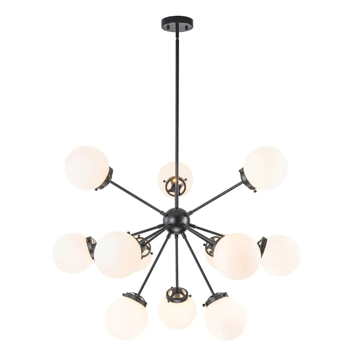 Modern Opal Glass Globe 12-light Sphere Sputnik Chandelier