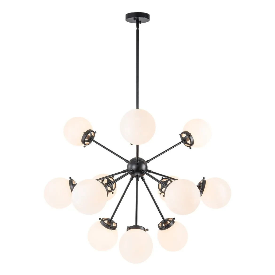 Modern Opal Glass Globe 12-light Sphere Sputnik Chandelier