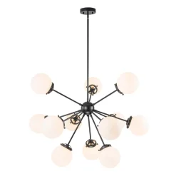 Modern Opal Glass Globe 12-light Sphere Sputnik Chandelier