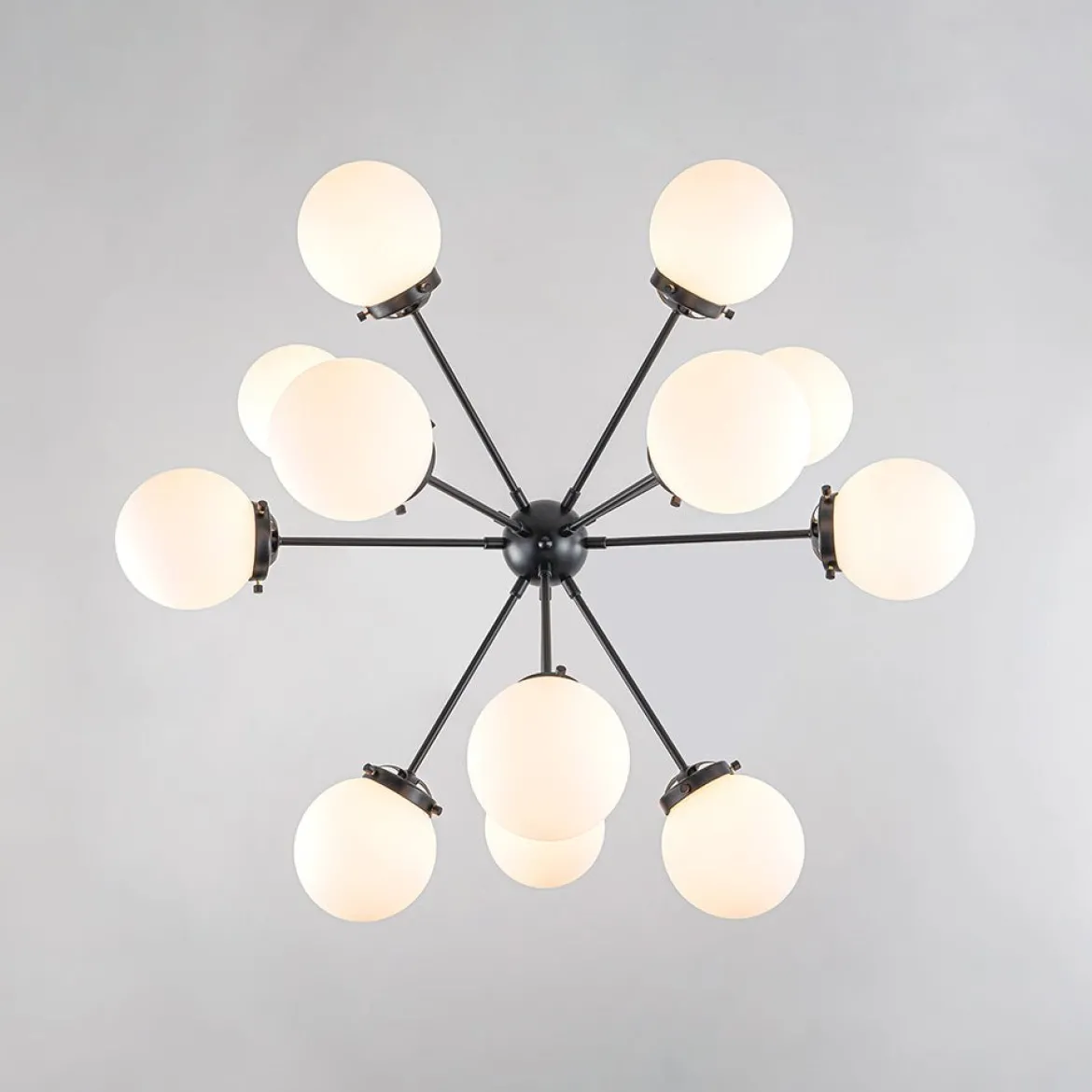 Modern Opal Glass Globe 12-light Sphere Sputnik Chandelier