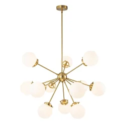 Modern Opal Glass Globe 12-light Sphere Sputnik Chandelier