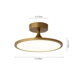 Modern Simple Brass Round Dimmable LED Semi Flush Mount