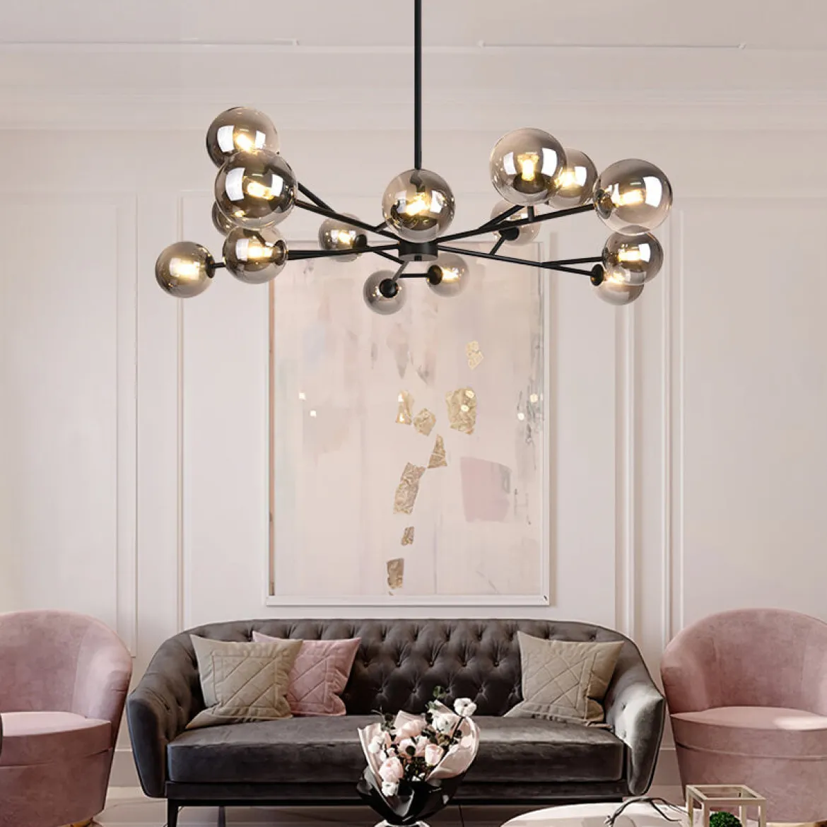 Modern Sputnik Branching Bubble Chandelier
