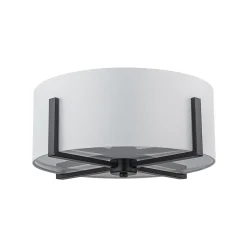Modern Wide Drum Fabric Cage Flush Mount Light