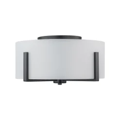 Modern Wide Drum Fabric Cage Flush Mount Light