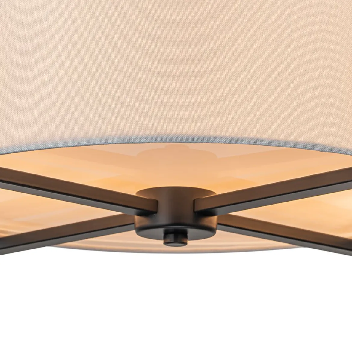 Modern Wide Drum Fabric Cage Flush Mount Light