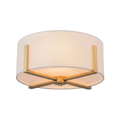 Modern Wide Drum Fabric Cage Flush Mount Light