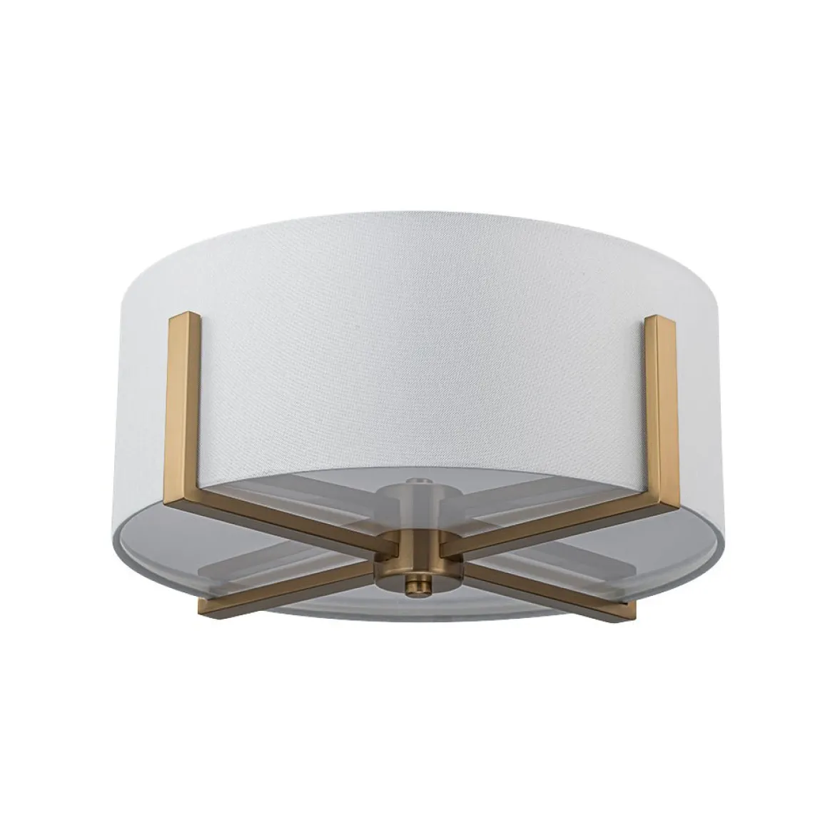 Modern Wide Drum Fabric Cage Flush Mount Light