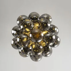Moody Luxe Cluster Smoked Glass Bubble Sphere Chandelier