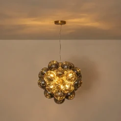 Moody Luxe Cluster Smoked Glass Bubble Sphere Chandelier