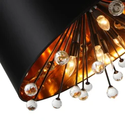 Moody Luxe Starburst Crystal Black Fabric Drum Cage Chandelier