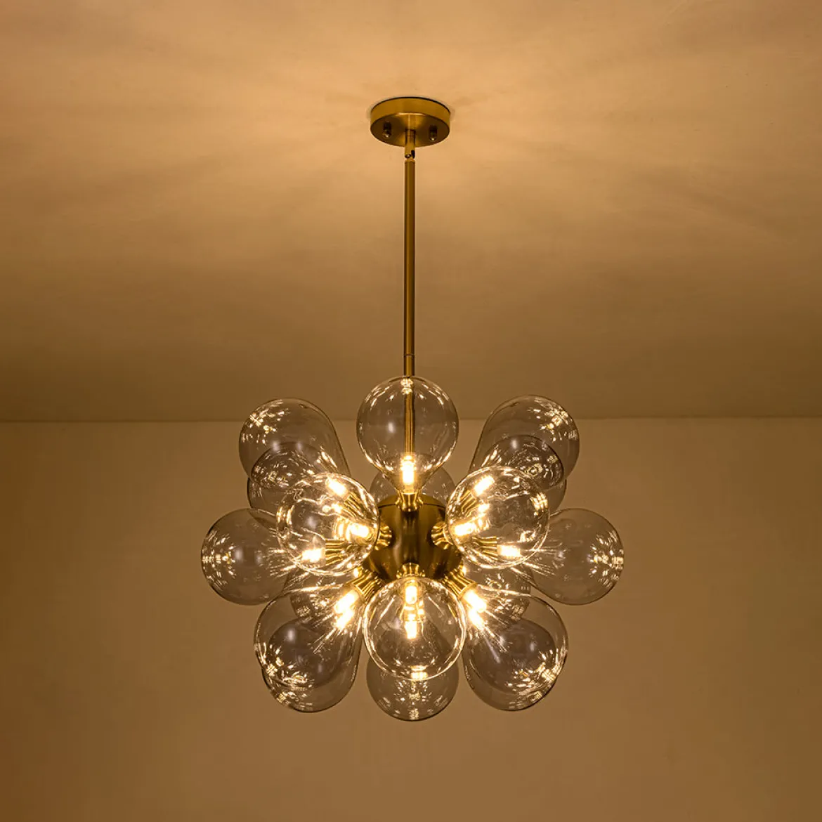Morandi 18-Light Cluster Lavender Gray Glass Bubble Chandelier