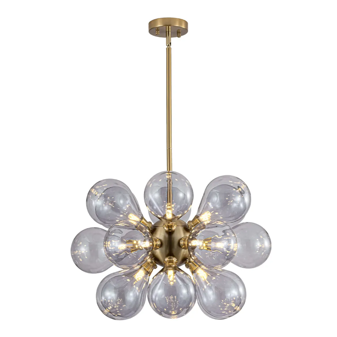 Morandi 18-Light Cluster Lavender Gray Glass Bubble Chandelier