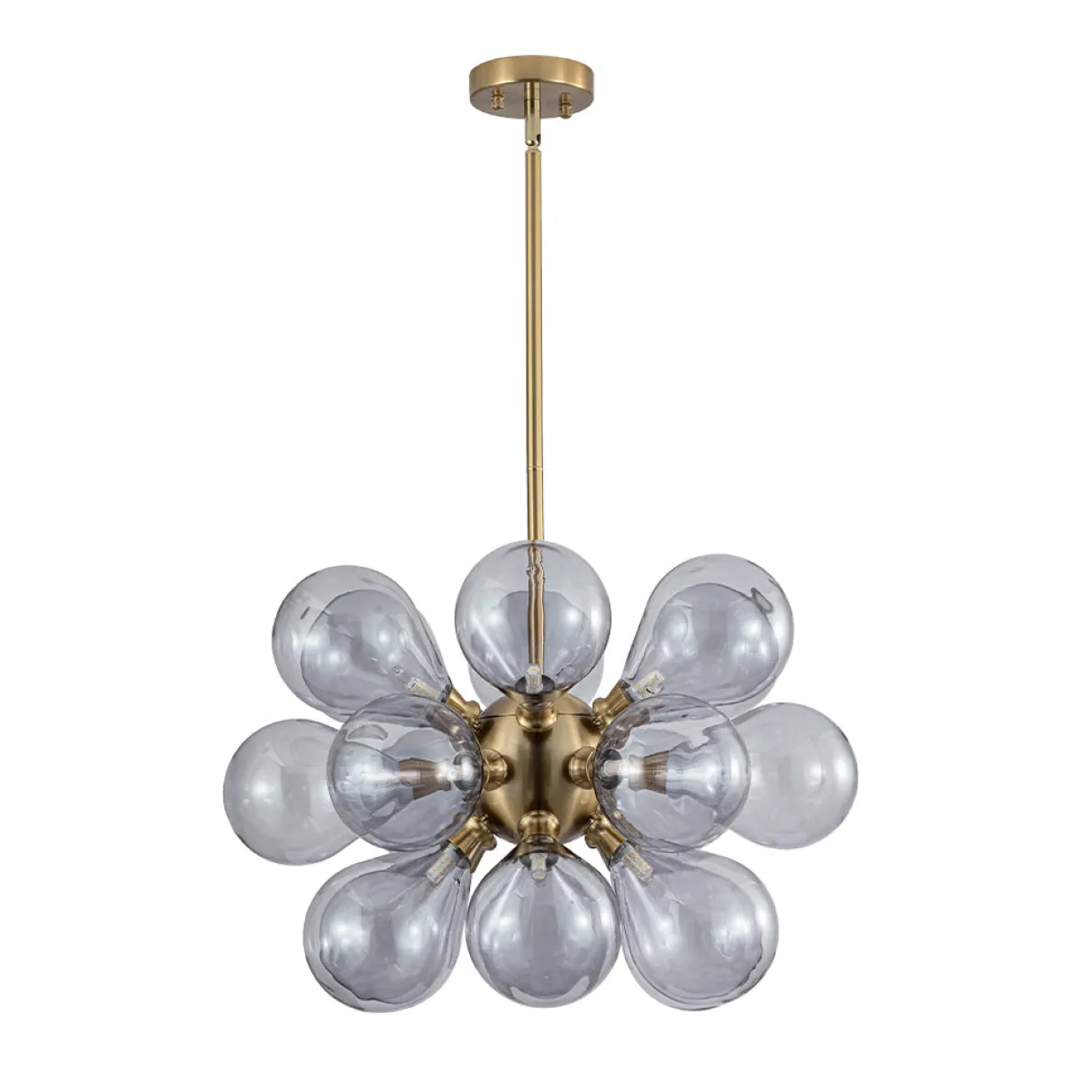 Morandi 18-Light Cluster Lavender Gray Glass Bubble Chandelier