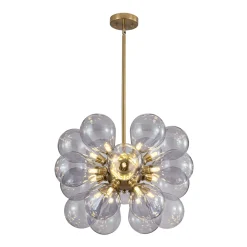 Morandi 18-Light Cluster Lavender Gray Glass Bubble Chandelier