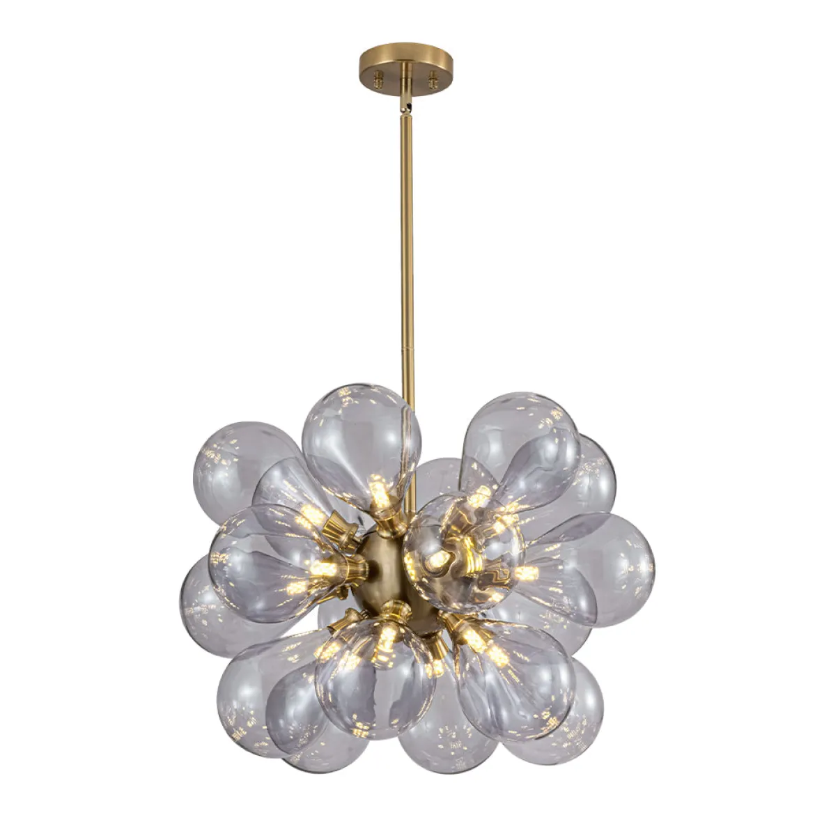 Morandi 18-Light Cluster Lavender Gray Glass Bubble Chandelier