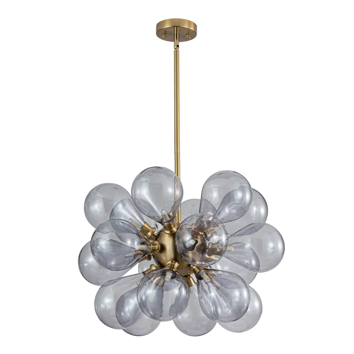 Morandi 18-Light Cluster Lavender Gray Glass Bubble Chandelier