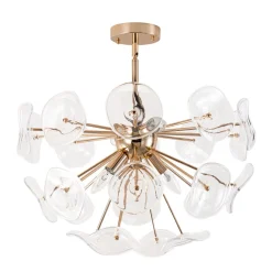 Morning Glory Glass Bloom Sunburst Semi Flush Chandelier