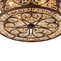 Moroccan Antique Crystal Drum Flush Mount Ceiling Light