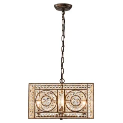 Moroccan Glam Antique Crystal Square Cage Chandelier