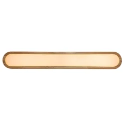 Natural Wood Long Oval Dimmable LED Flush Mount Light