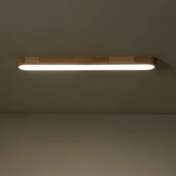 Natural Wood Long Oval Dimmable LED Flush Mount Light