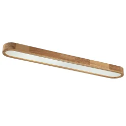 Natural Wood Long Oval Dimmable LED Flush Mount Light