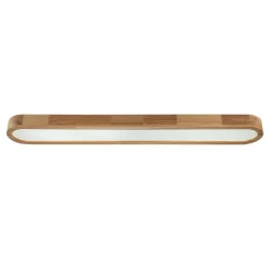 Natural Wood Long Oval Dimmable LED Flush Mount Light