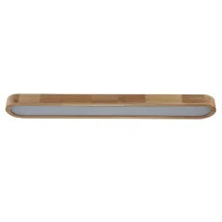 Natural Wood Long Oval Dimmable LED Flush Mount Light