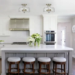 Nickel Hammered Glass Semi Flush