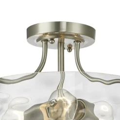 Nickel Hammered Glass Semi Flush