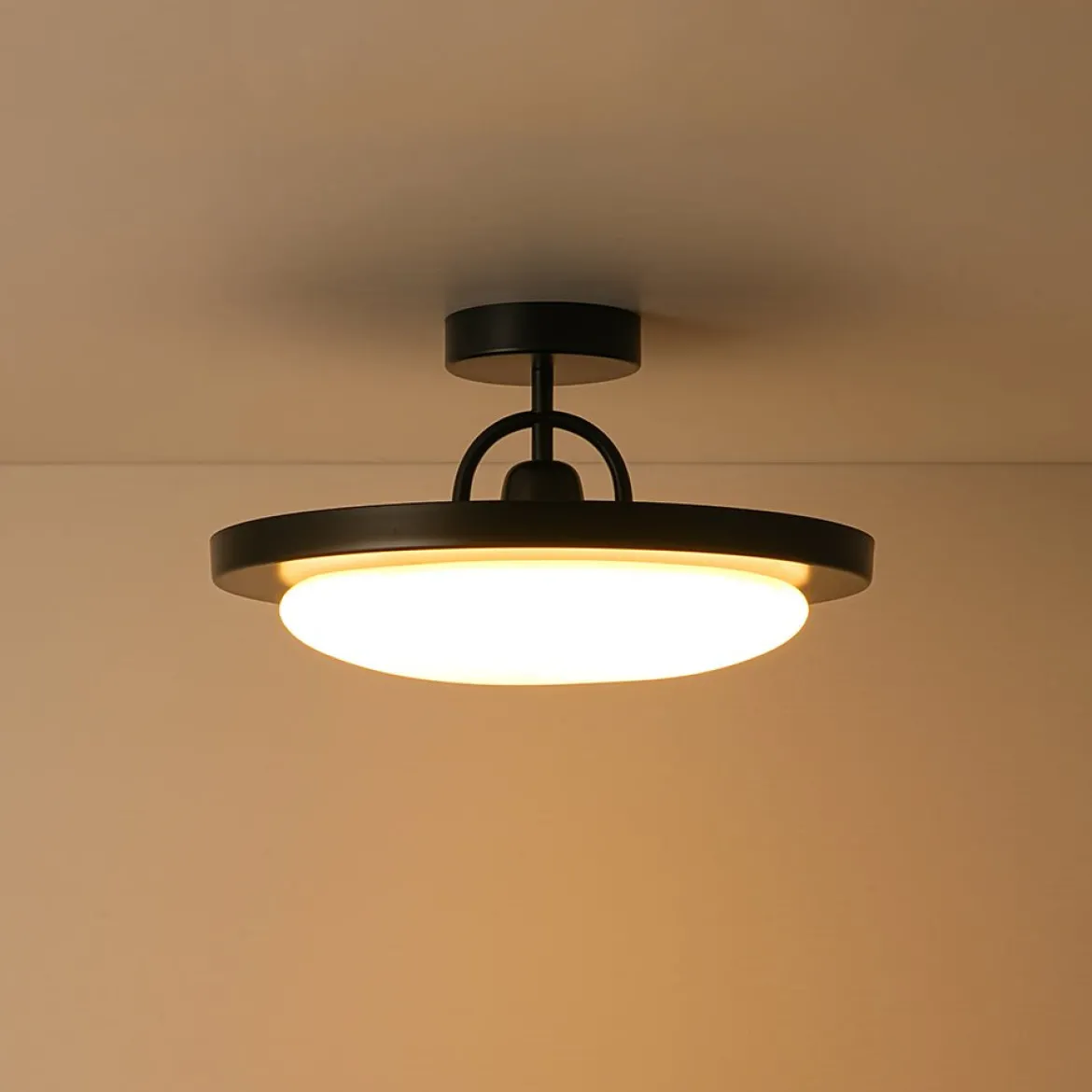 Nordic Black White Dimmable LED Round Semi Flush Mount