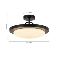 Nordic Black White Dimmable LED Round Semi Flush Mount