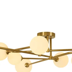 Opal Glass Bubble Brass Linear Sputnik Semi Flush Mount