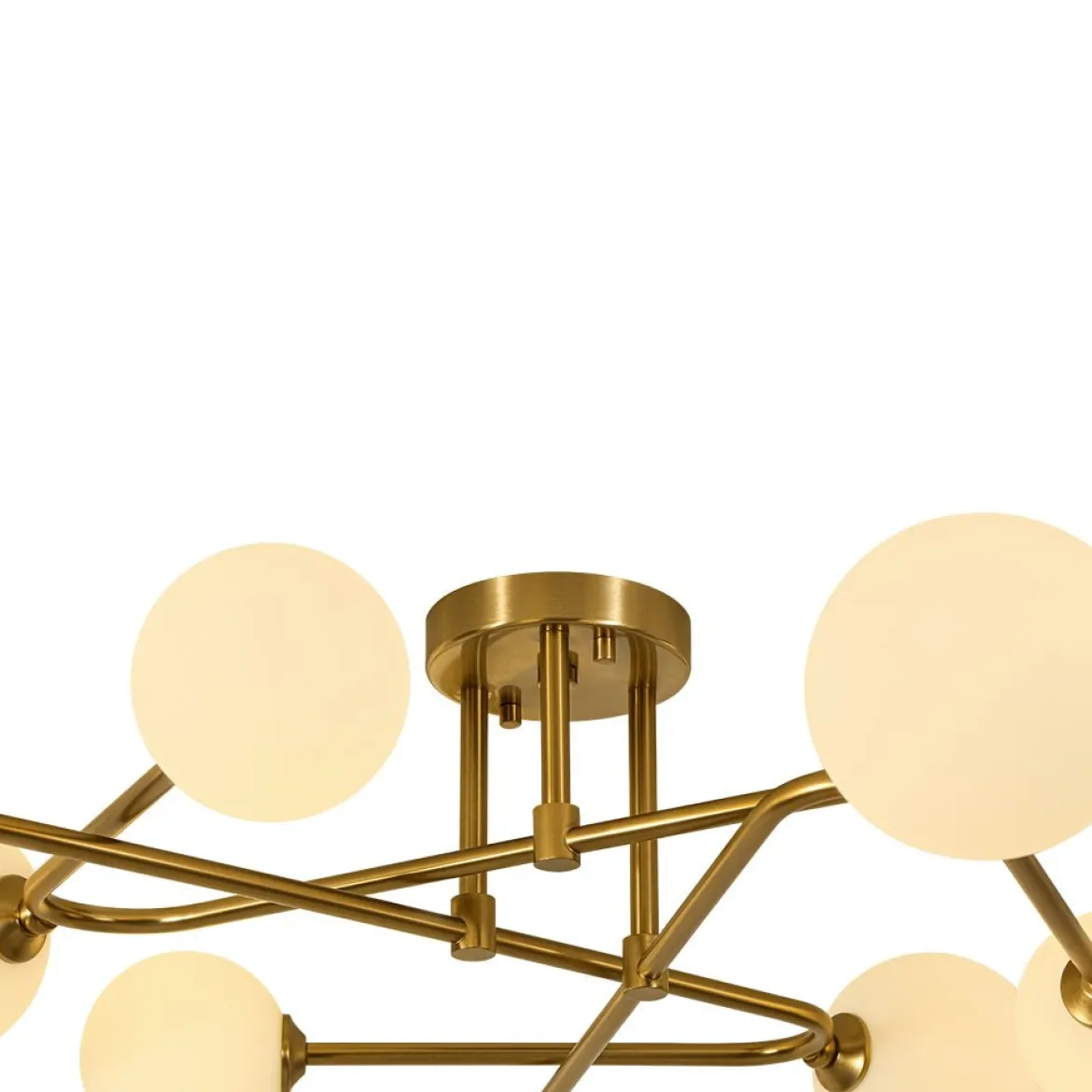 Opal Glass Bubble Brass Linear Sputnik Semi Flush Mount