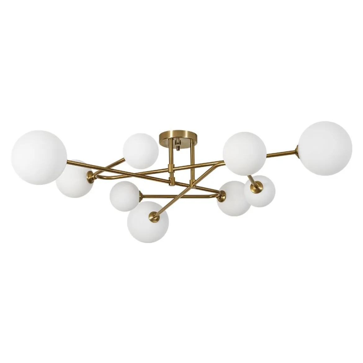 Opal Glass Bubble Brass Linear Sputnik Semi Flush Mount