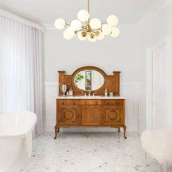 Opal Glass Globe Sputnik Chandelier