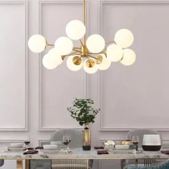 Opal Glass Globe Sputnik Chandelier