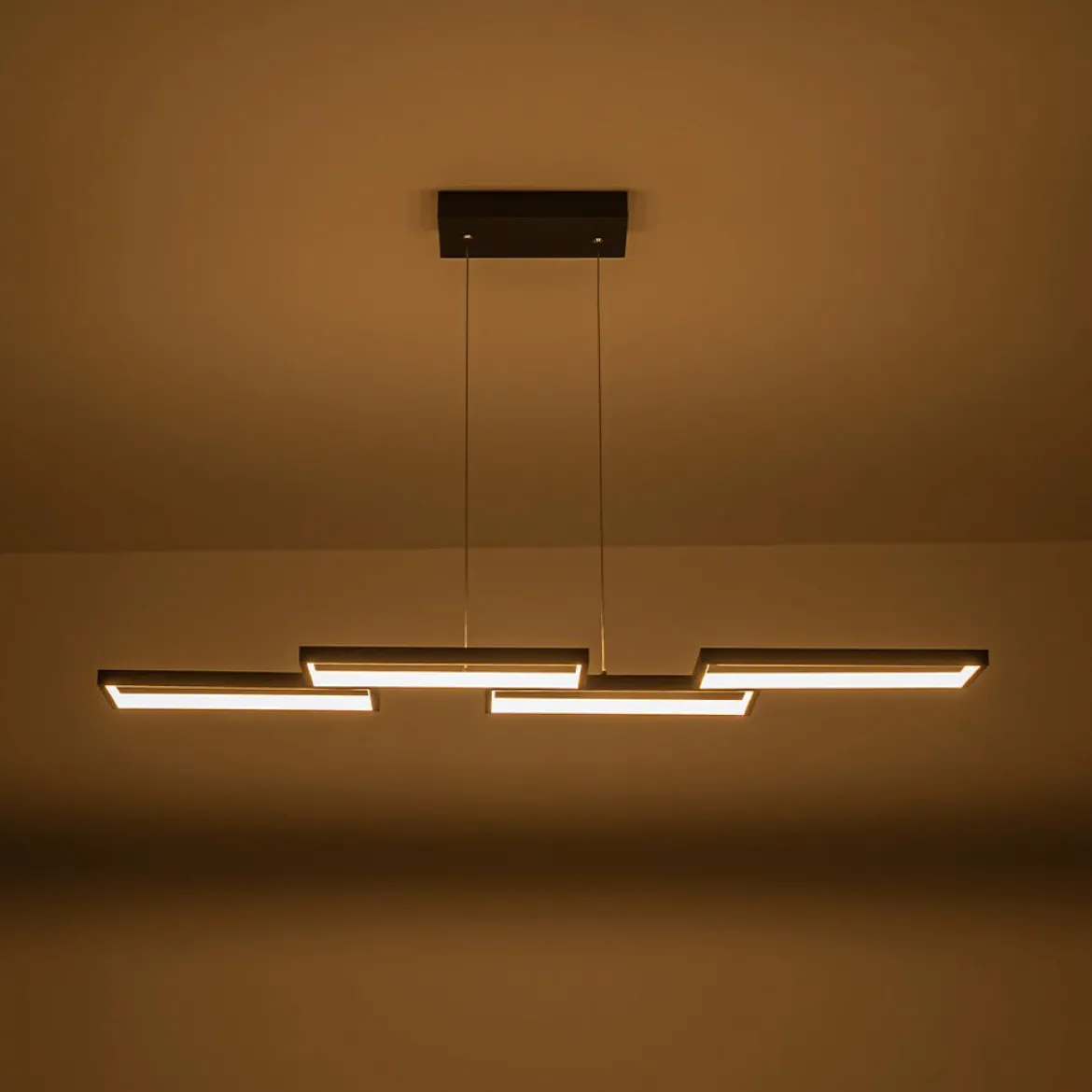 (OpenBox) Black 4-light Rectangular Dimmable LED Kitchen Island Pendant