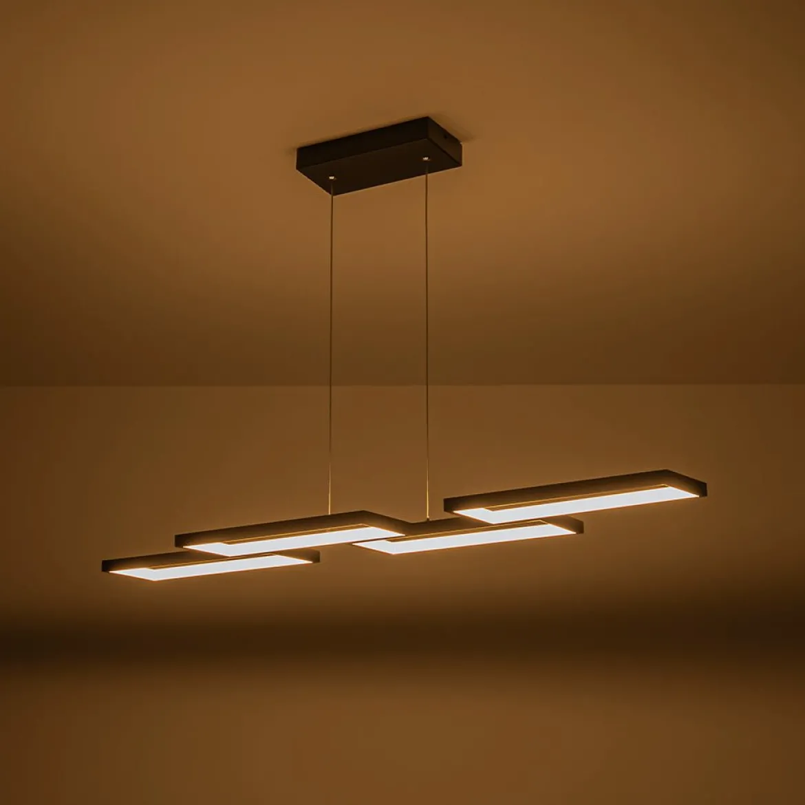 (OpenBox) Black 4-light Rectangular Dimmable LED Kitchen Island Pendant