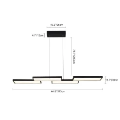 (OpenBox) Black 4-light Rectangular Dimmable LED Kitchen Island Pendant