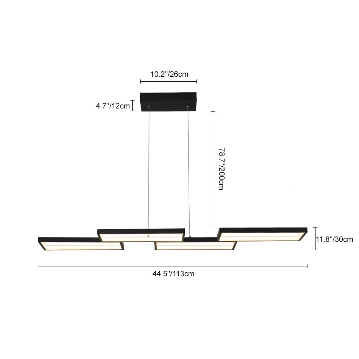 (OpenBox) Black 4-light Rectangular Dimmable LED Kitchen Island Pendant