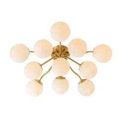 (OpenBox) Bloom Brass Frosted Glass Bubble Semi Flush Chandelier